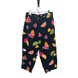 VTG BRIGGS Capri Pants Citrus Fruit Black High Waisted Size 12 Women Vintage